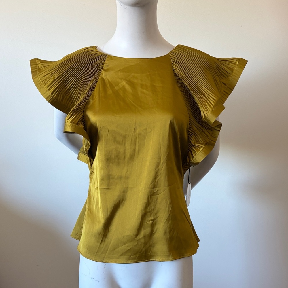 Elegant Mustard Ruffle Sleeve Top
